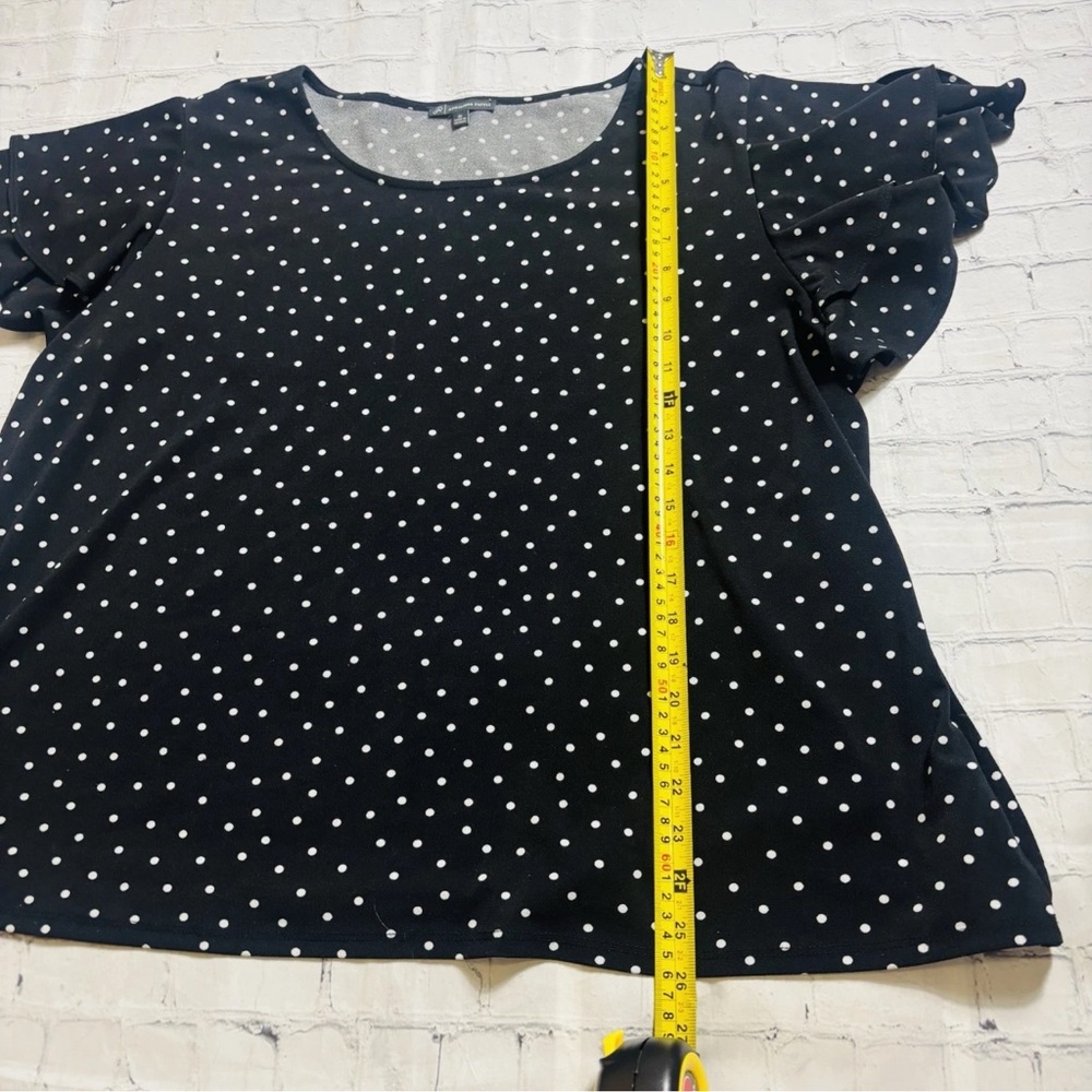 Adrianna Papell Women's Top Size 3X Plus Black Polka Dot Stretch Flutter Sleeve - Picture 7 of 9